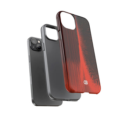 Red Tough Phone Case for iPhone - Crimson Frequency Pulse