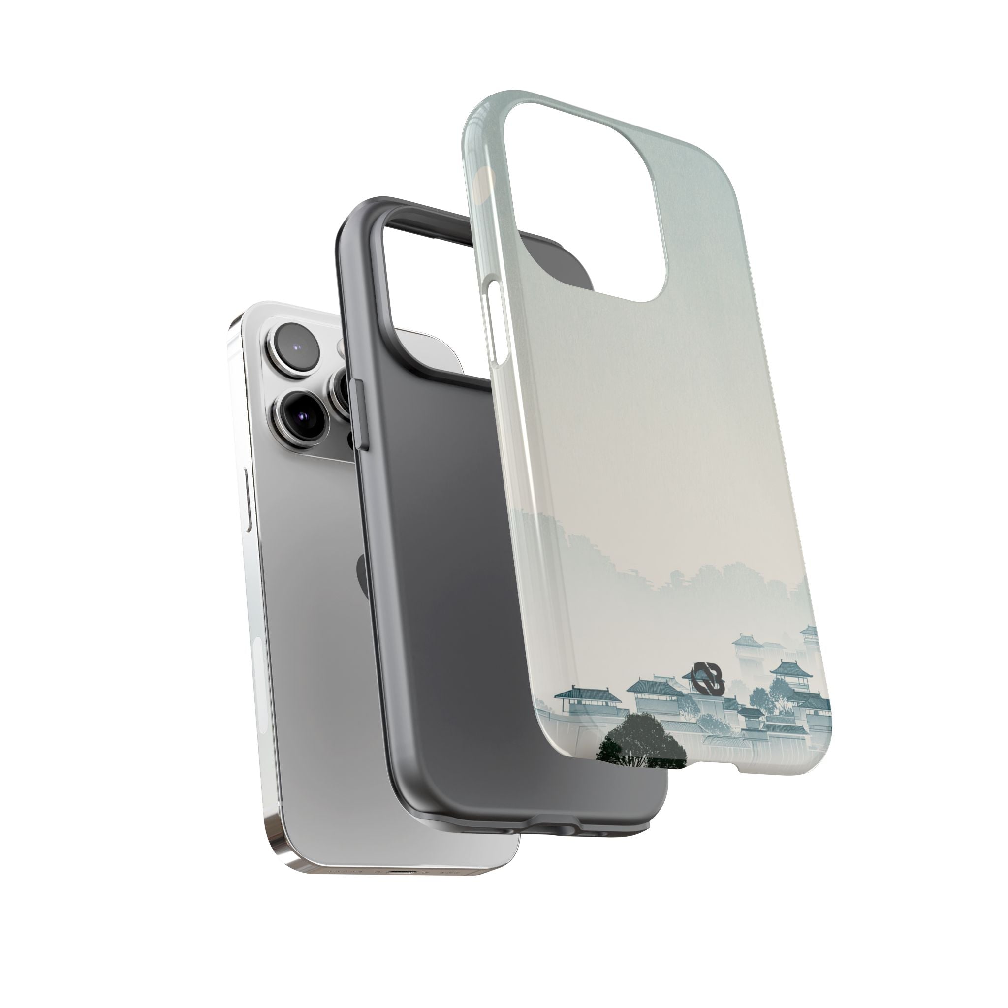 Blue Tough Phone Case for iPhone - Mist Valley Pagoda