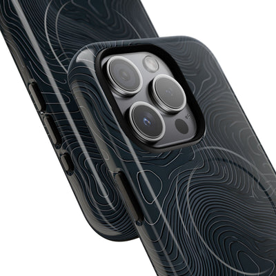 Black Tough 2.0 Magsafe Phone Case for iPhone - Obsidian Ridge Topo