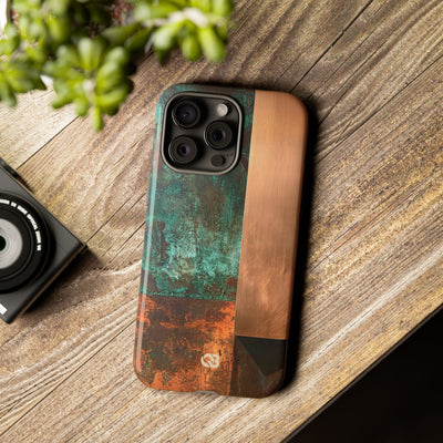 Teal Tough Phone Case for iPhone - Verdigris Copper Slab