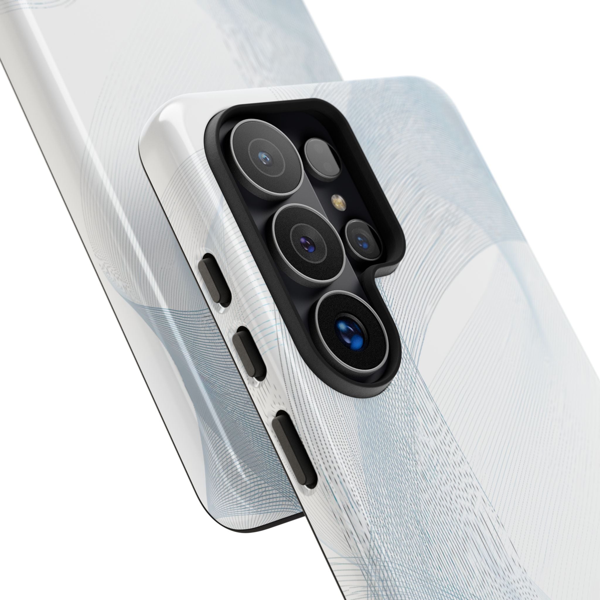 White Tough Phone Case for Samsung - Arctic Line Current