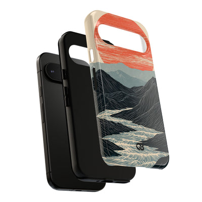 Beige Tough Phone Case for Google Pixel - Crimson Ridge Flow