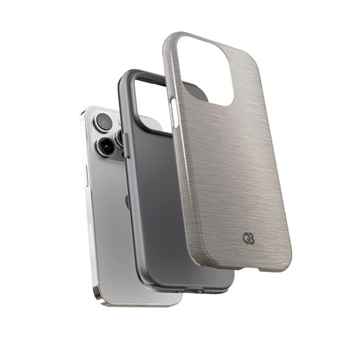 Grey Tough Phone Case for iPhone - Brushed Nickel Linen