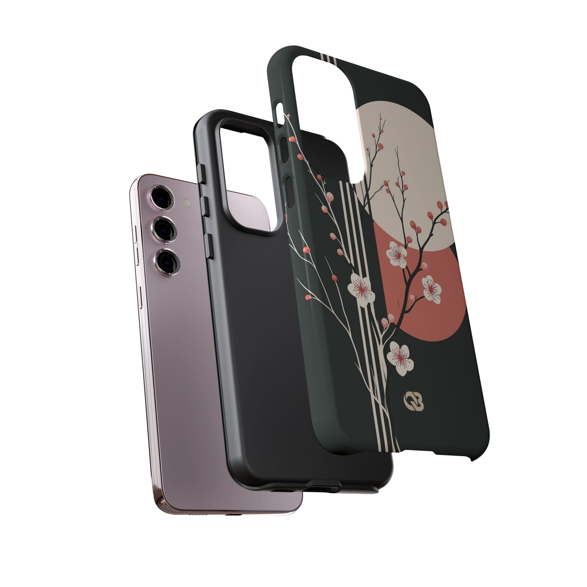 Black Tough Phone Case for Samsung - Kyoto Midnight Blossom