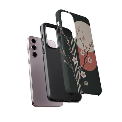 Black Tough Phone Case for Samsung - Kyoto Midnight Blossom