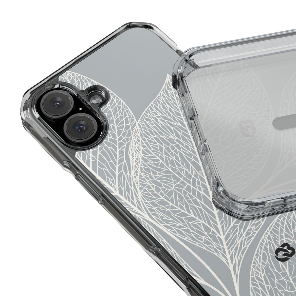 Minimal Leaf Skeleton · Clear Impact Magnetic Phone Case for iPhone ·  Grey