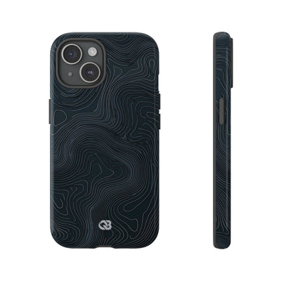 Black Tough Phone Case for iPhone - Obsidian Ridge Topo