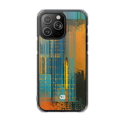 Cyber Glitch Stream · Clear Impact Magnetic Phone Case for iPhone · Teal