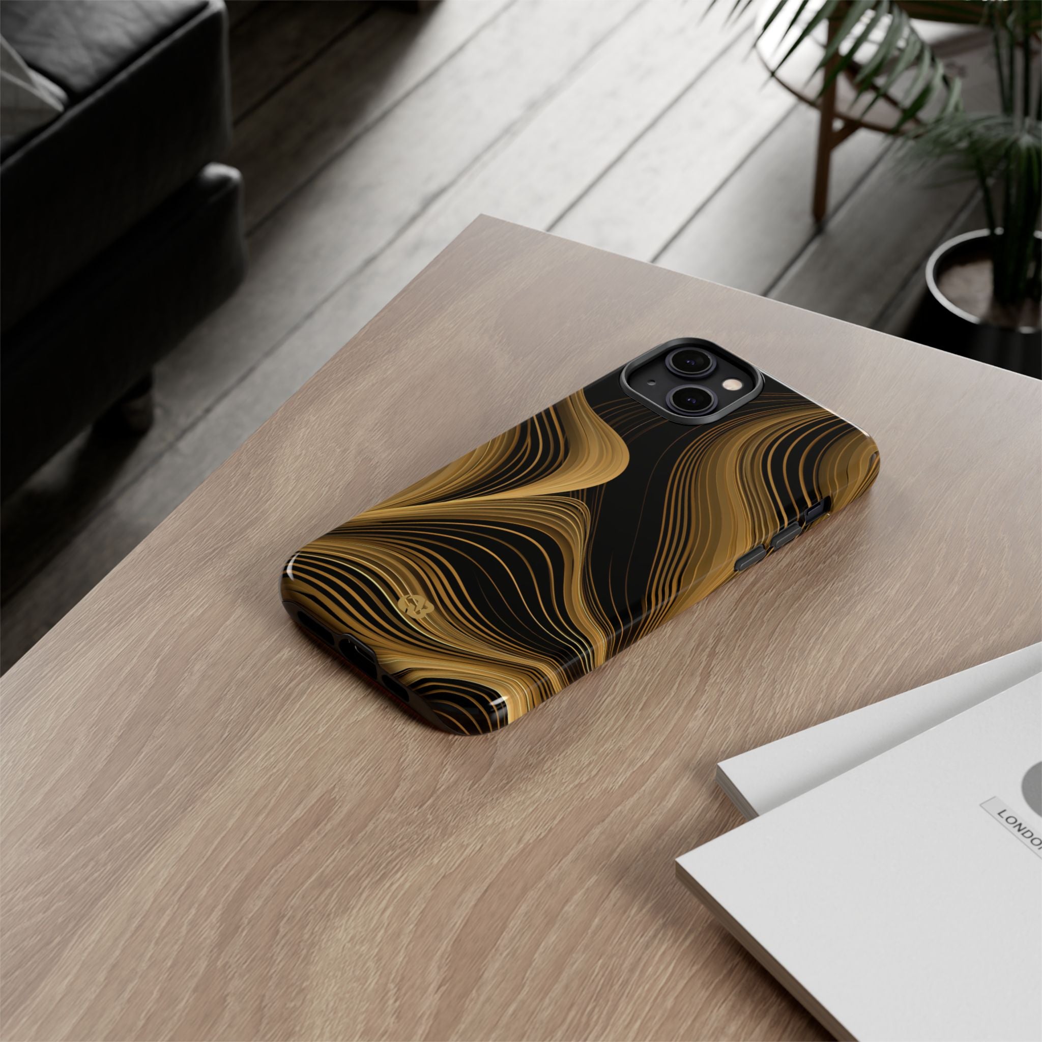 Gold Tough Phone Case for iPhone - Molten Copper Strands