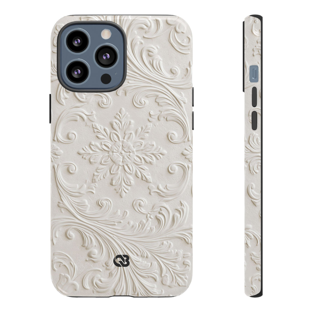 Ivory Baroque Relief · Tough Phone Case for iPhone · White