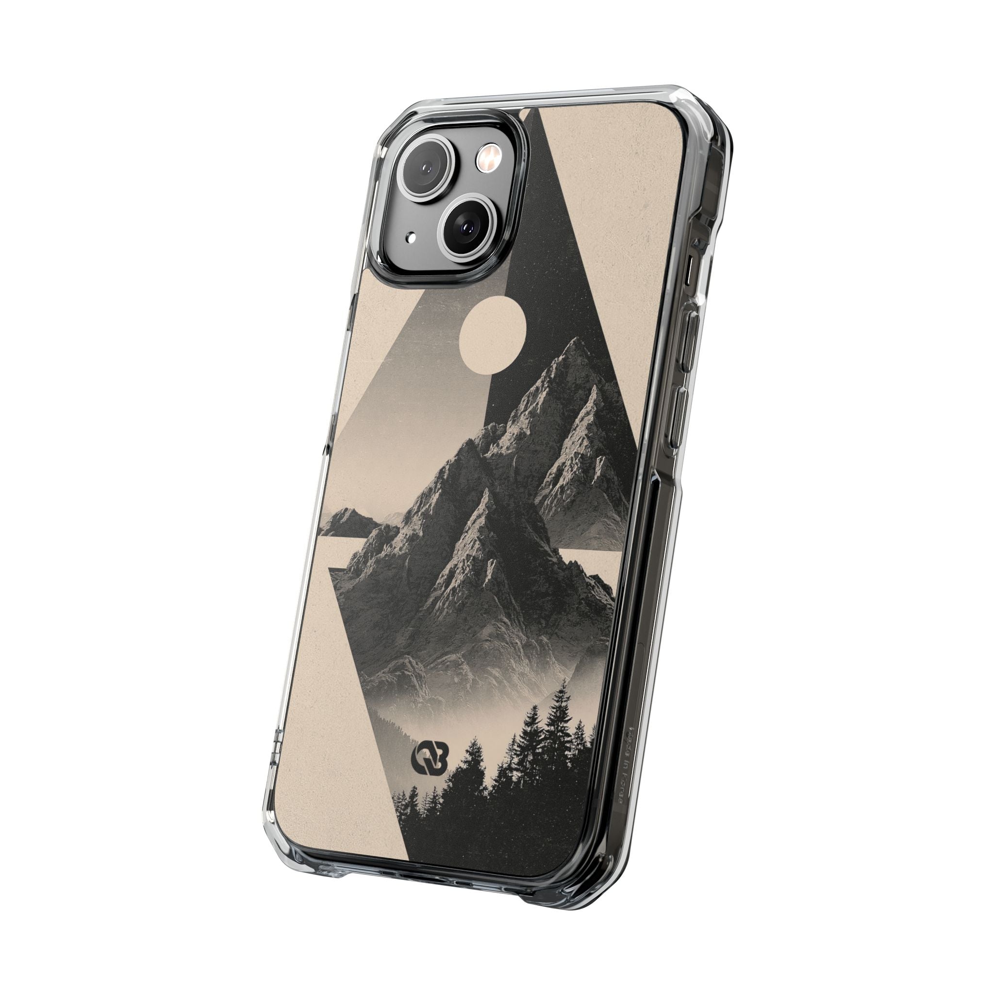 Beige Impact MagSafe Phone Case for iPhone - Obsidian Summit Parchment