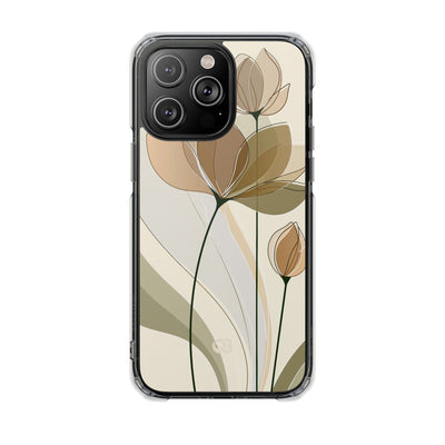 Beige Impact MagSafe Phone Case for iPhone - Muted Ochre Petals
