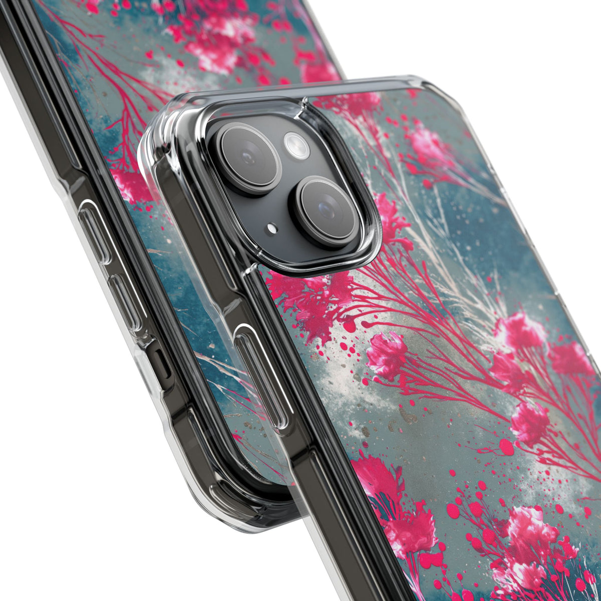Cyber Blossom · Clear Impact Magnetic Phone Case for iPhone · Teal