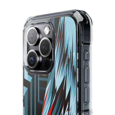 Blue Impact MagSafe Phone Case for iPhone - Glitch Peak Cyan