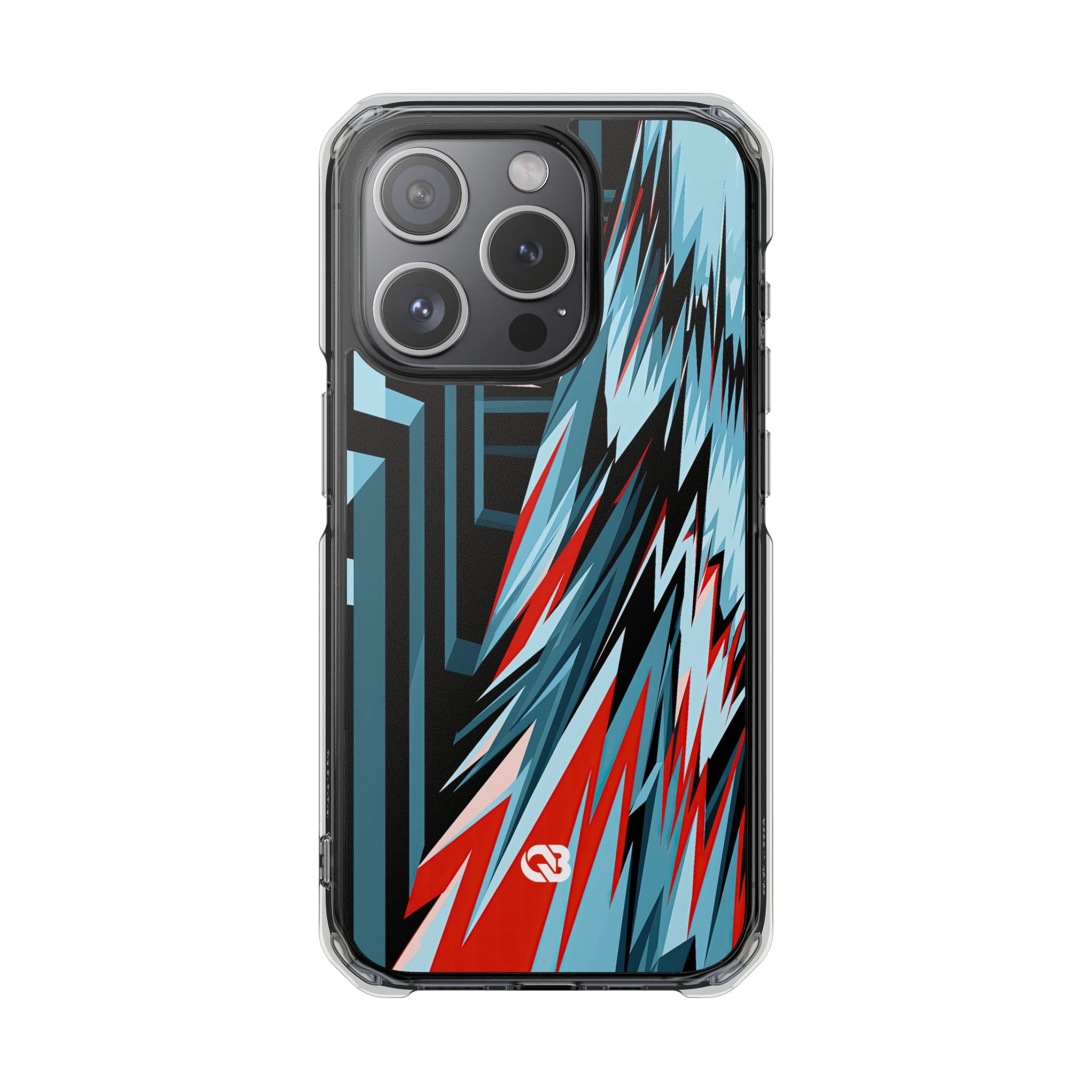 Blue Impact MagSafe Phone Case for iPhone - Glitch Peak Cyan