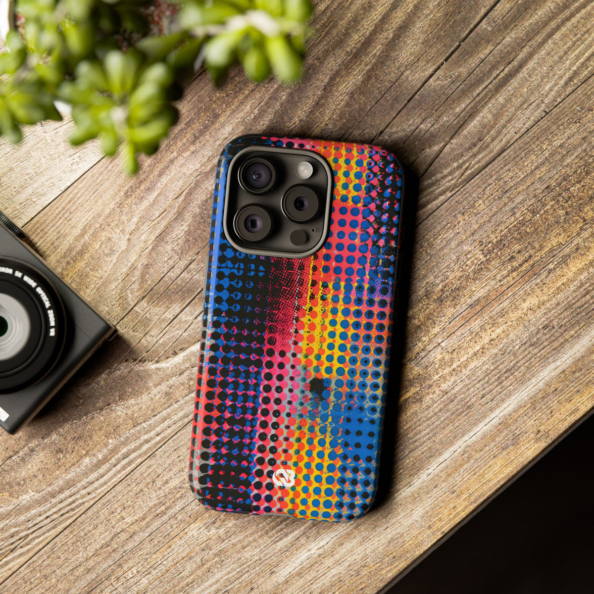 Chromatic Halftone Grid · Tough Phone Case for iPhone · Blue