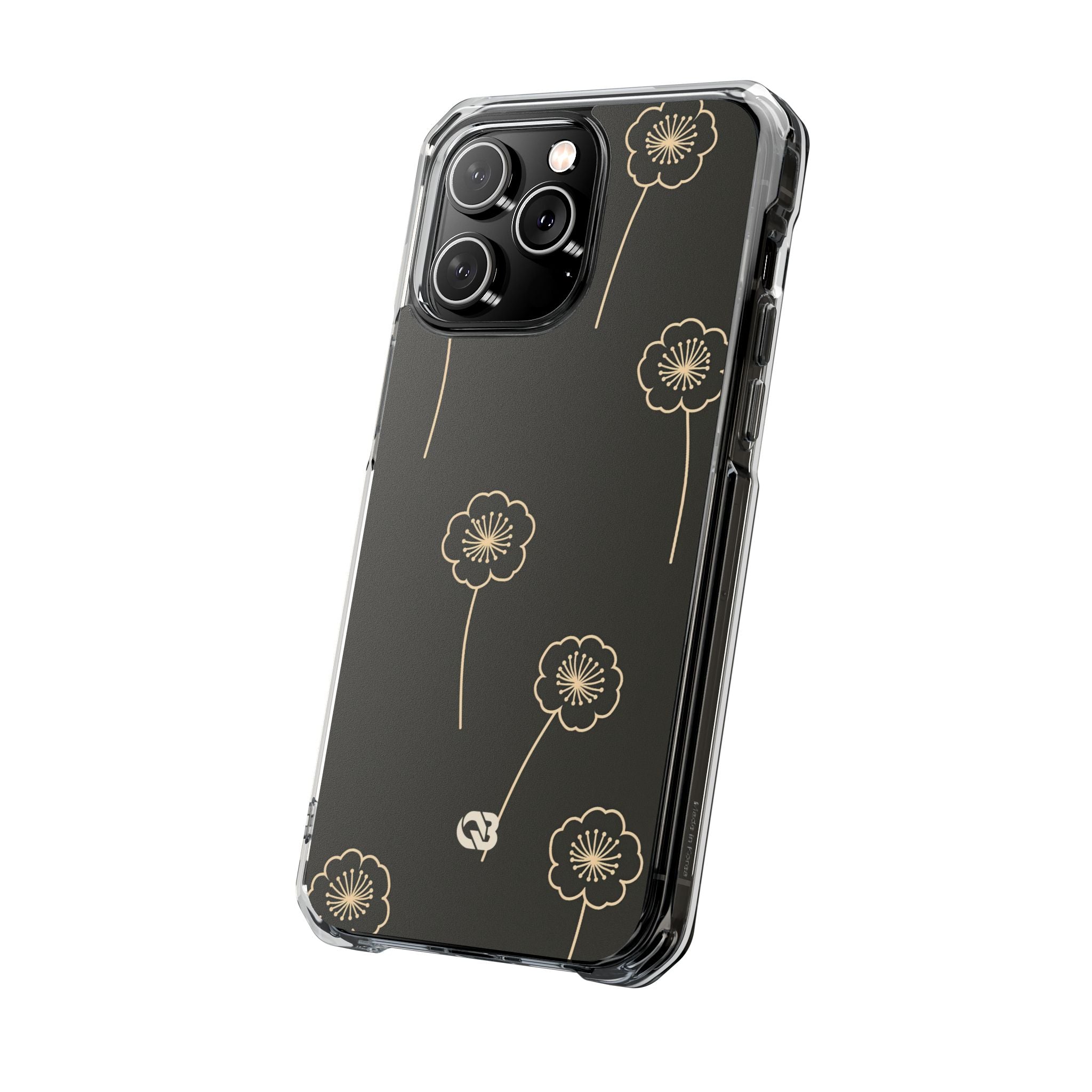 Black Impact MagSafe Phone Case for iPhone - Obsidian Sand Petals