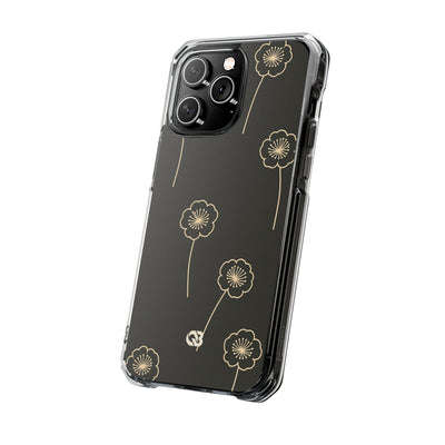 Black Impact MagSafe Phone Case for iPhone - Obsidian Sand Petals