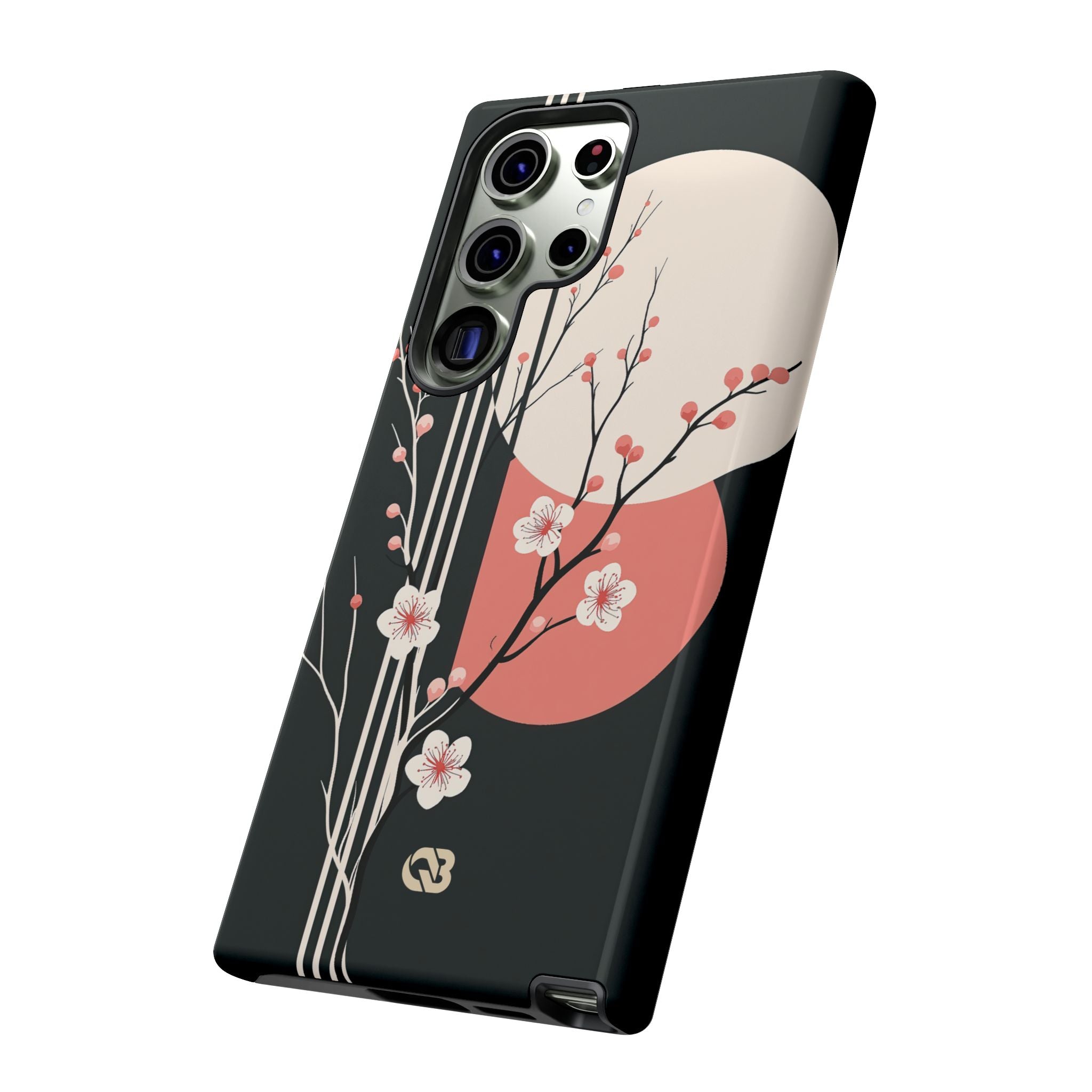 Black Tough Phone Case for Samsung - Kyoto Midnight Blossom