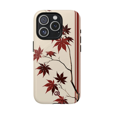 Red Tough 2.0 Magsafe Phone Case for iPhone - Crimson Momiji Stripe