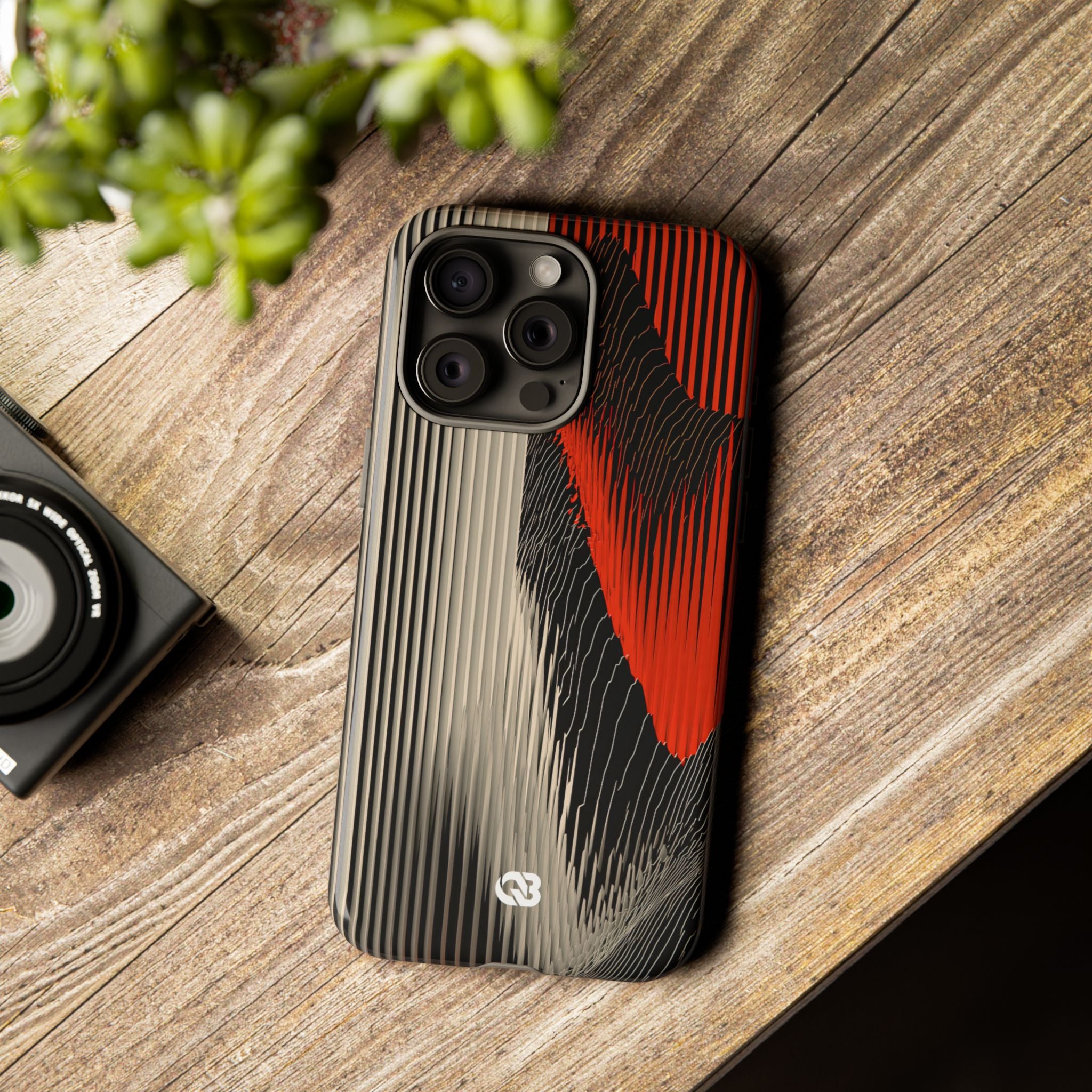 Red Tough Phone Case for iPhone - Crimson Pulse Topo