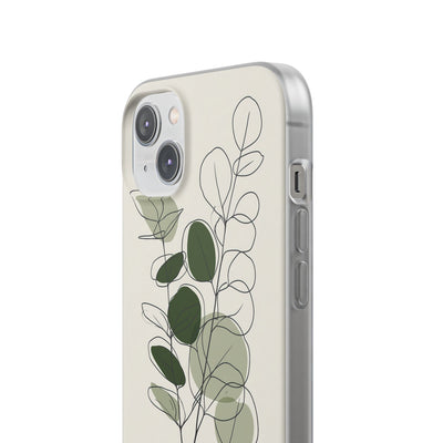 Green Lite Phone Case for iPhone - Muted Eucalyptus Sketch