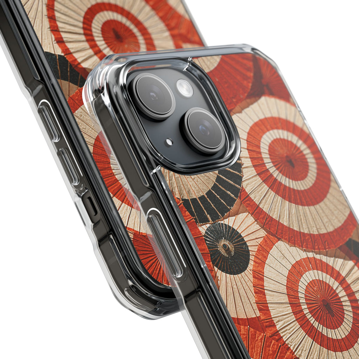 Vermilion Wagasa Motif · Clear Impact Magnetic Phone Case for iPhone · Red
