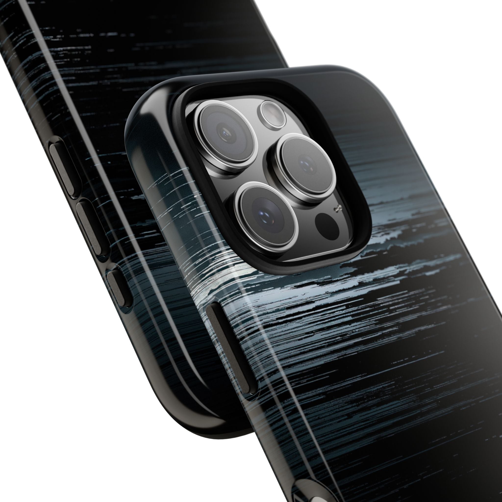 Black Tough Phone Case for iPhone - Frozen Signal Glitch