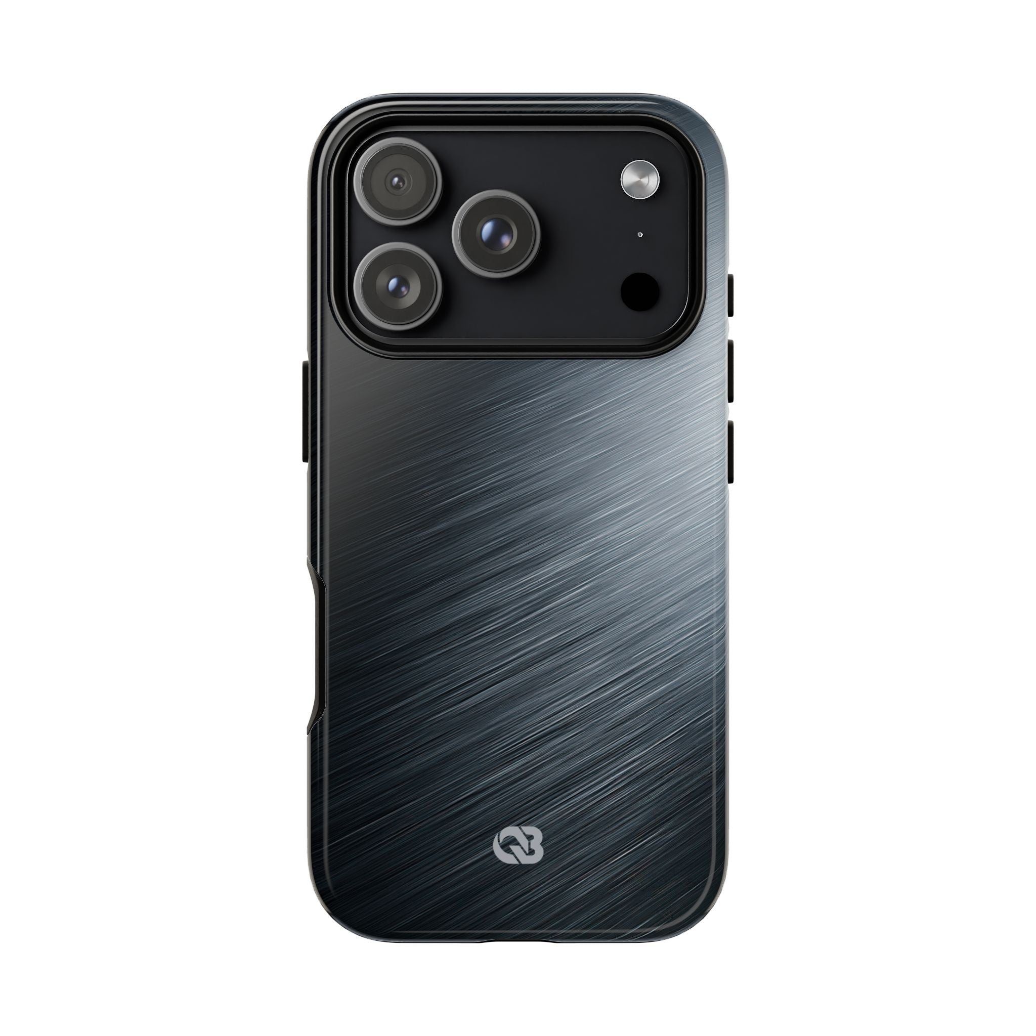 Grey Tough Phone Case for iPhone - Charcoal Brushed Steel