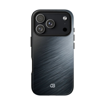 Grey Tough Phone Case for iPhone - Charcoal Brushed Steel