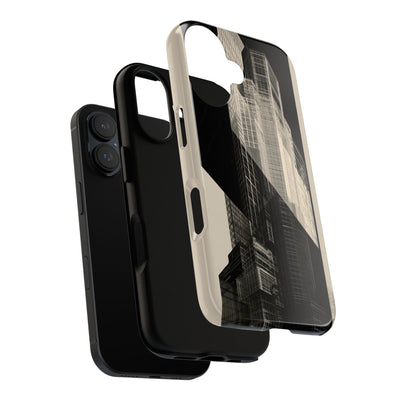 Beige Tough Phone Case for iPhone - Monolith Urban Grid