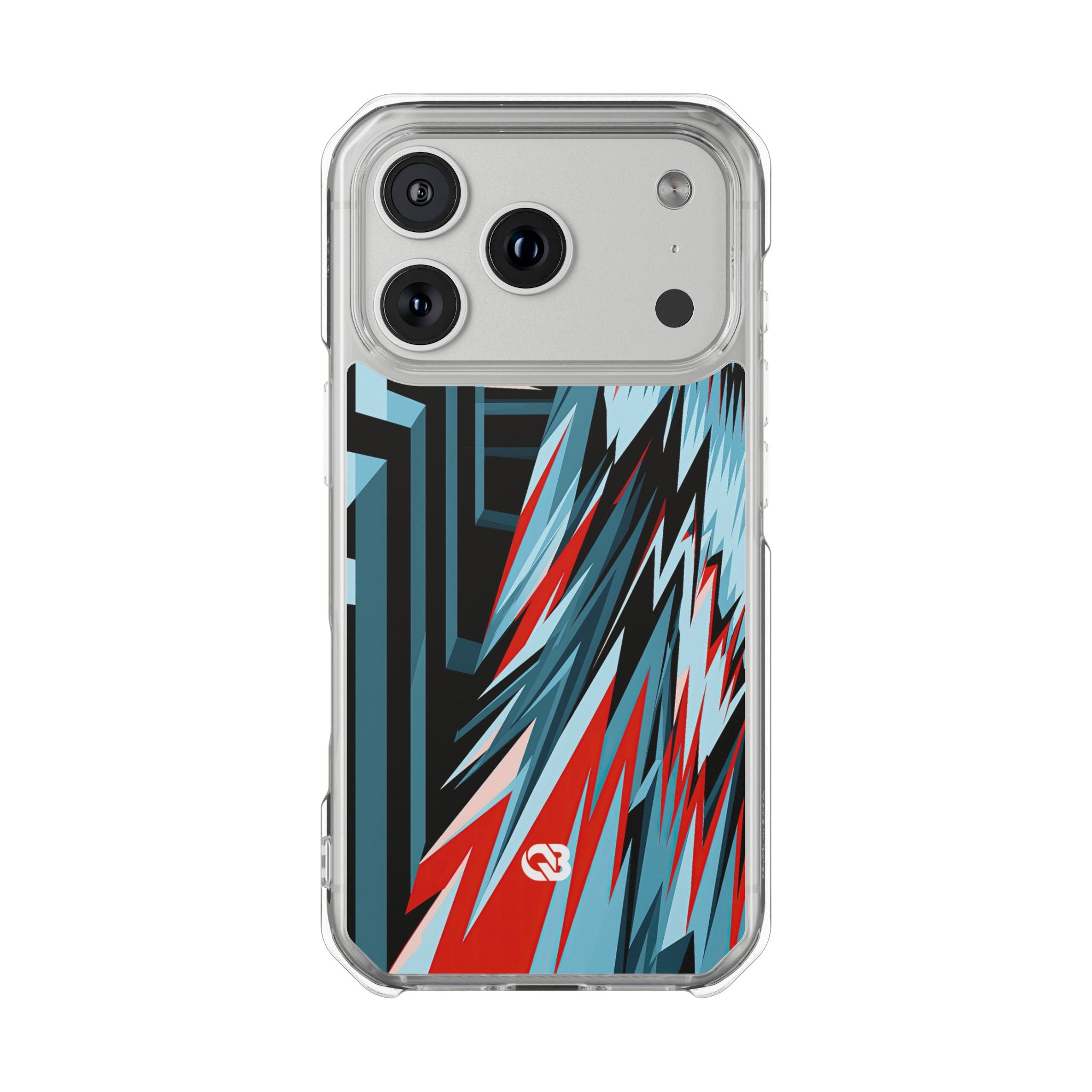 Blue Impact MagSafe Phone Case for iPhone - Glitch Peak Cyan