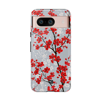 Grey Tough Phone Case for Google Pixel - Crimson Sakura Slate