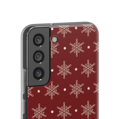 Cream Snowflake Crimson Samsung S22 - Soft