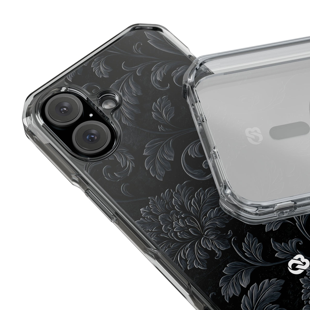 Obsidian Damask · Clear Impact Magnetic Phone Case for iPhone ·  Black