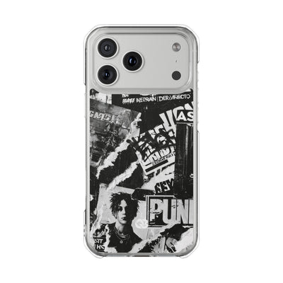 Underground Punk Collage · Clear Impact Magnetic Phone Case for iPhone · Black