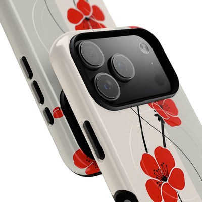 Red Tough 2.0 Magsafe Phone Case for iPhone - Crimson Plum Ink