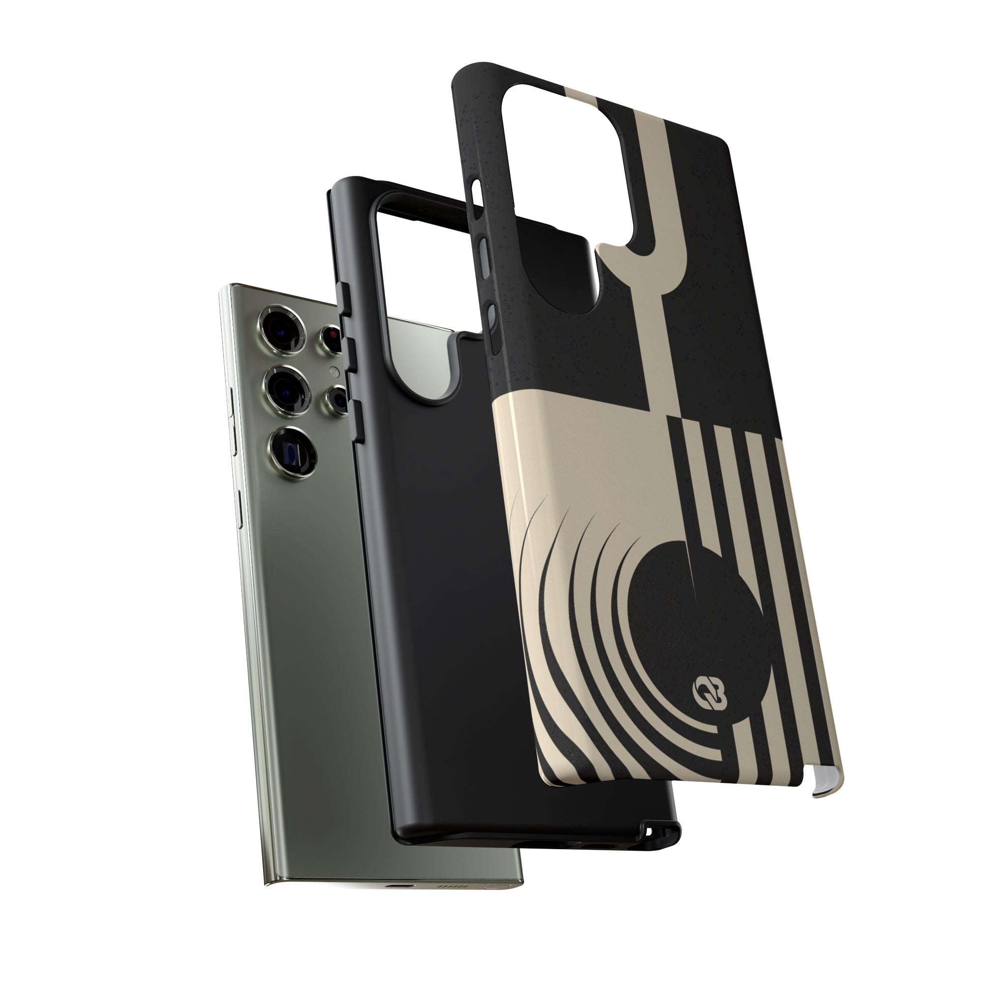 Black Tough Phone Case for Samsung - Ivory Signal Grid