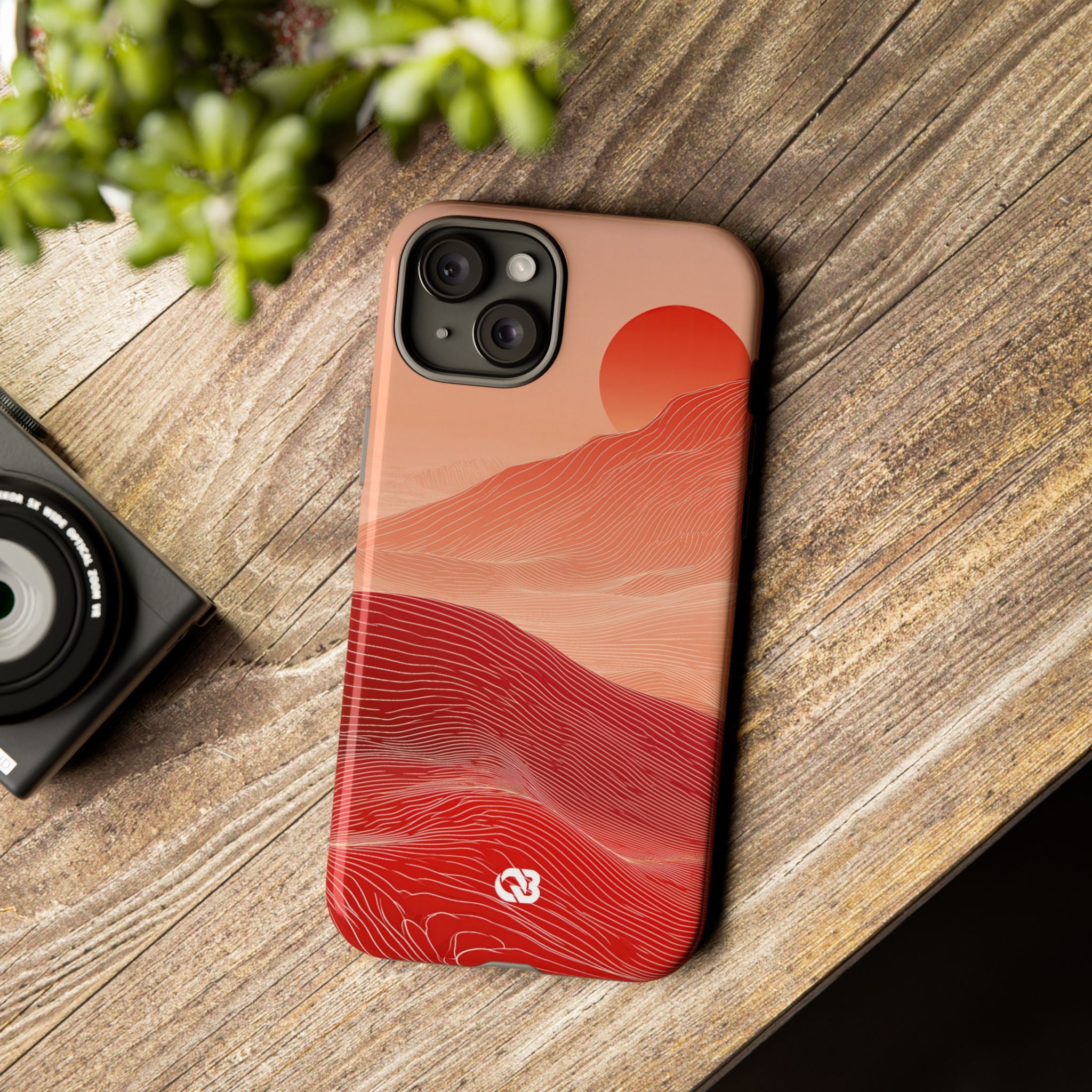 Red Tough Phone Case for iPhone - Crimson Ridge Lines