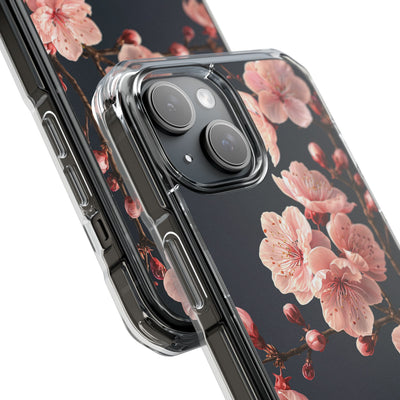 Midnight Sakura Bloom · Clear Impact Magnetic Phone Case for iPhone · Pink