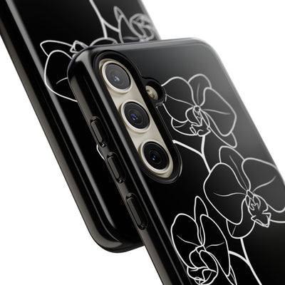 Black Tough Phone Case for Samsung - Noir Alabaster Orchid