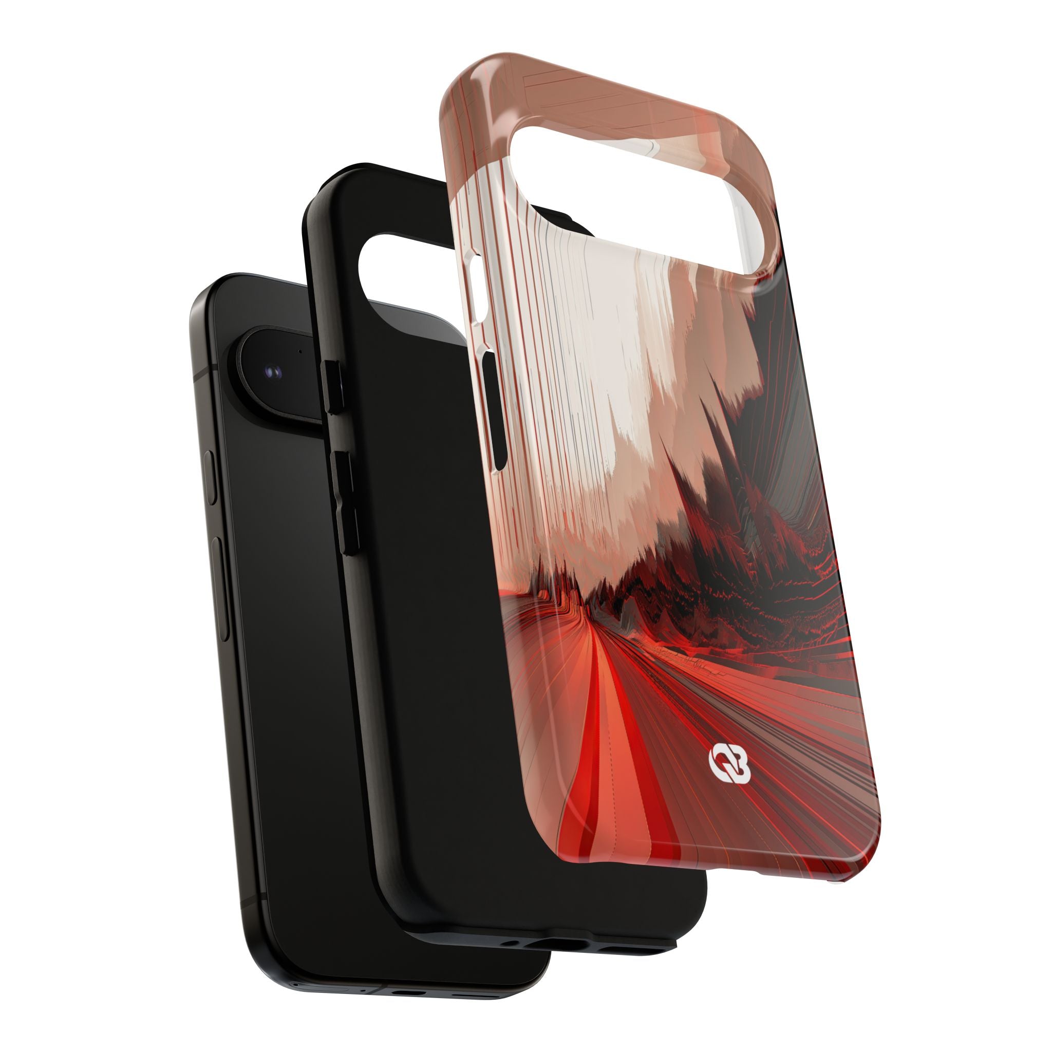 Red Tough Phone Case for Google Pixel - Crimson Pulse Horizon