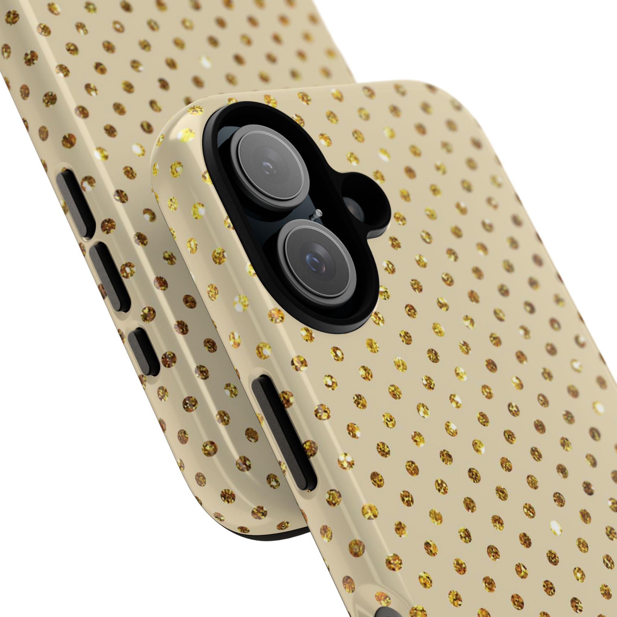 Gold Sparkle Grid iPhone 16 Case - Tough