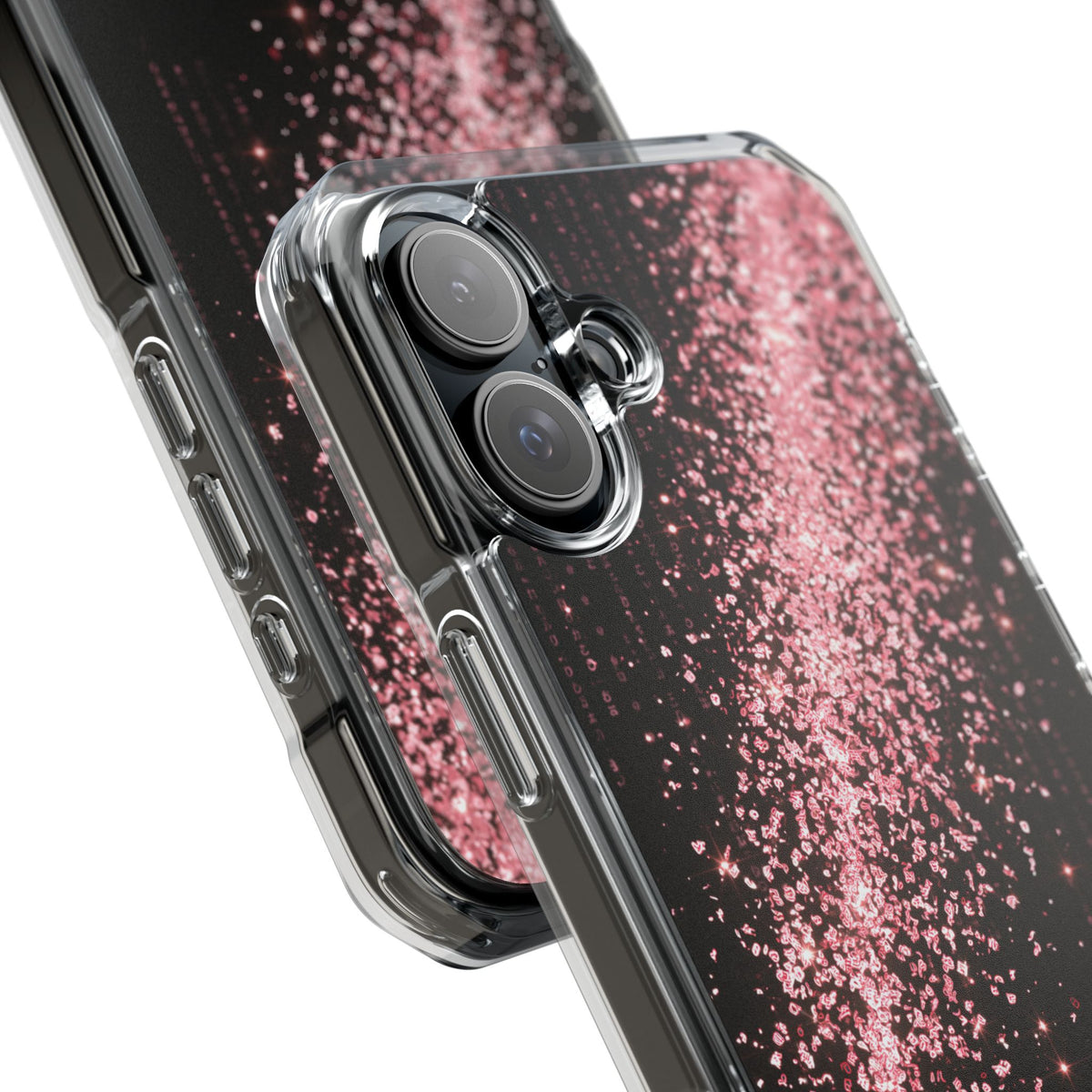 Rose Digital Cascade · Clear Impact Magnetic Phone Case for iPhone · Pink