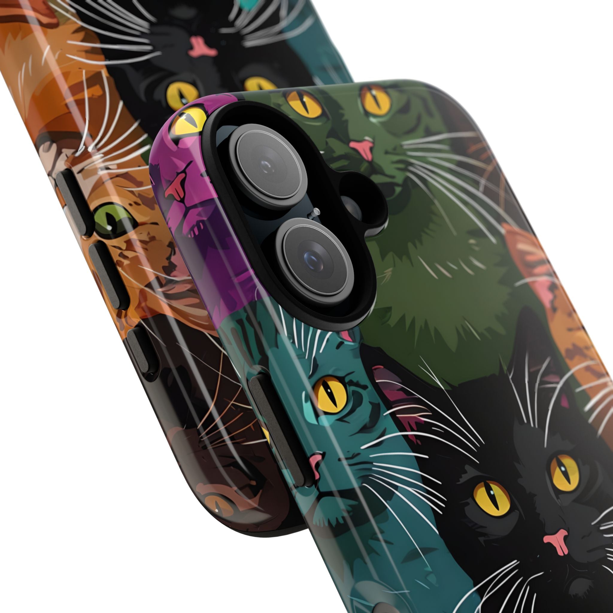 Sininen kissa ruudukko iPhone 16 -kotelotyyppi - Tough