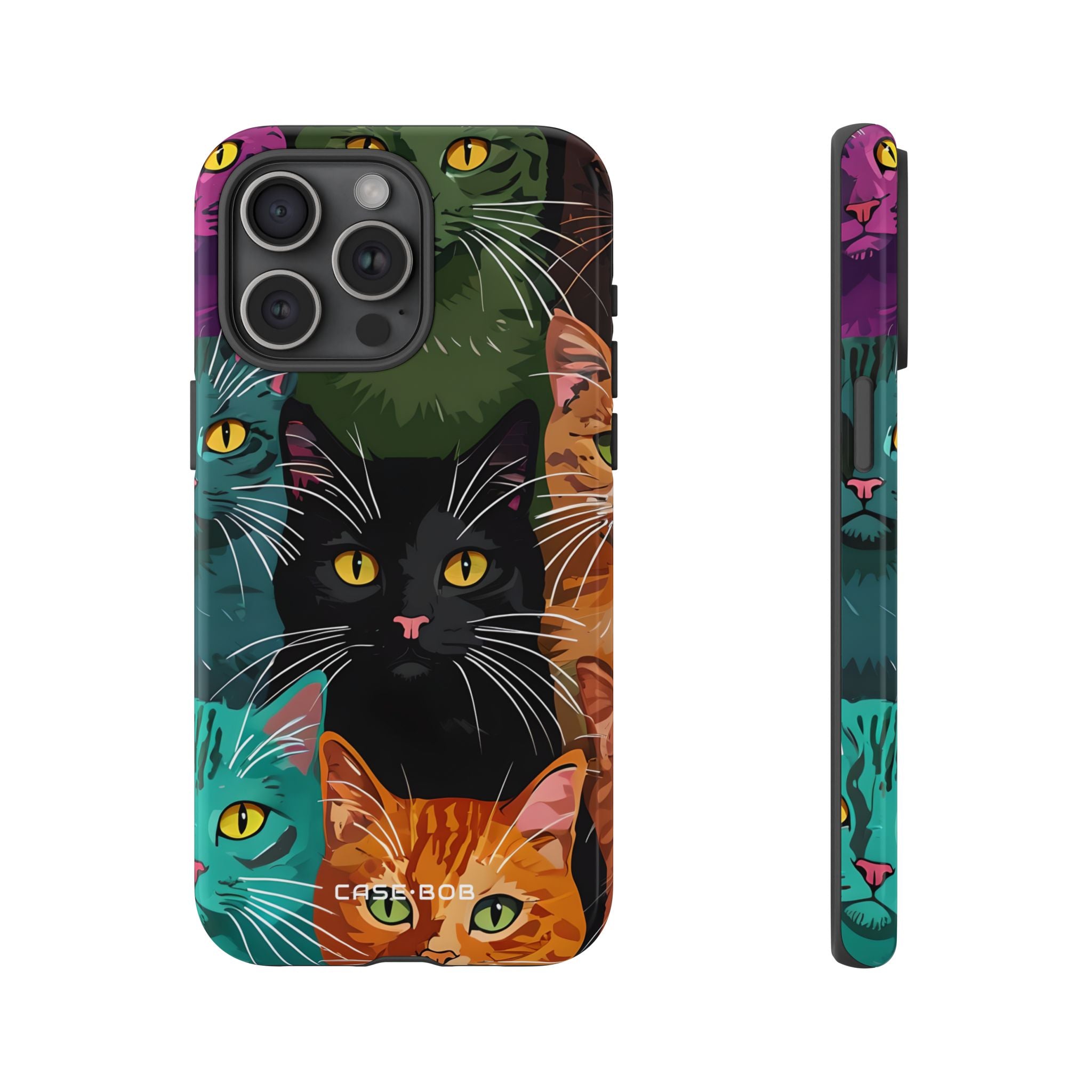 Sininen kissa ruudukko iPhone 15 Pro Max - Tough suojakotelo