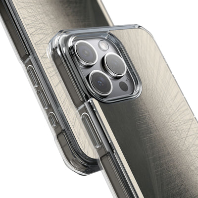 Beige Impact MagSafe Phone Case for iPhone - Brutalist Graphite Grid