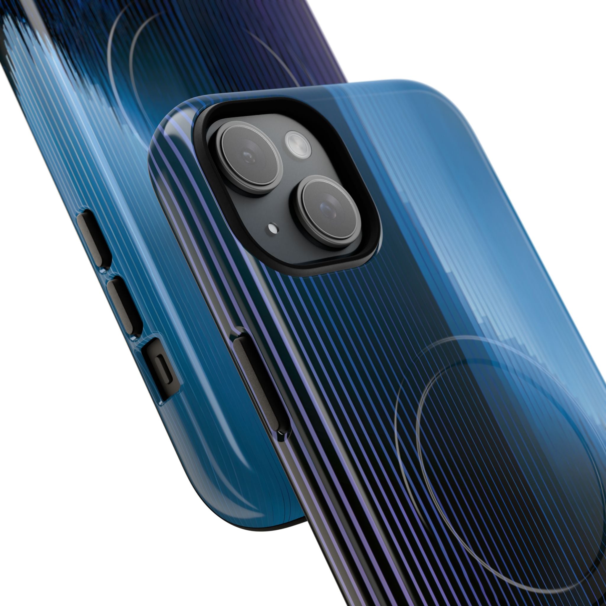 Blue Tough 2.0 Magsafe Phone Case for iPhone - Indigo Distortion Wave