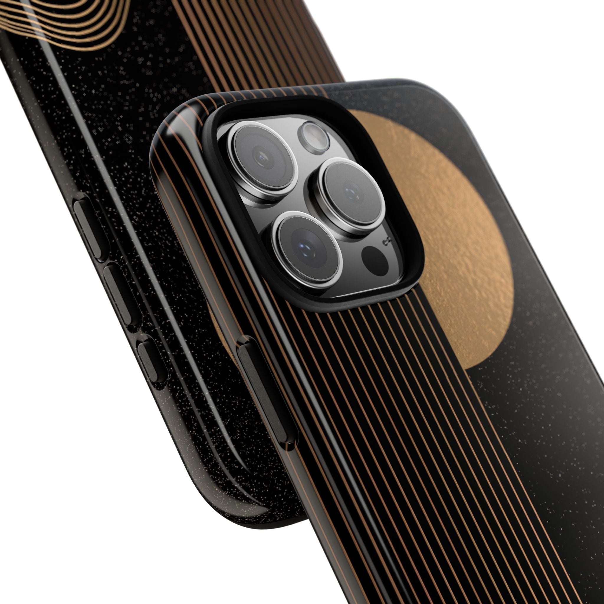 Gold Tough Phone Case for iPhone - Gilded Obsidian Dunes