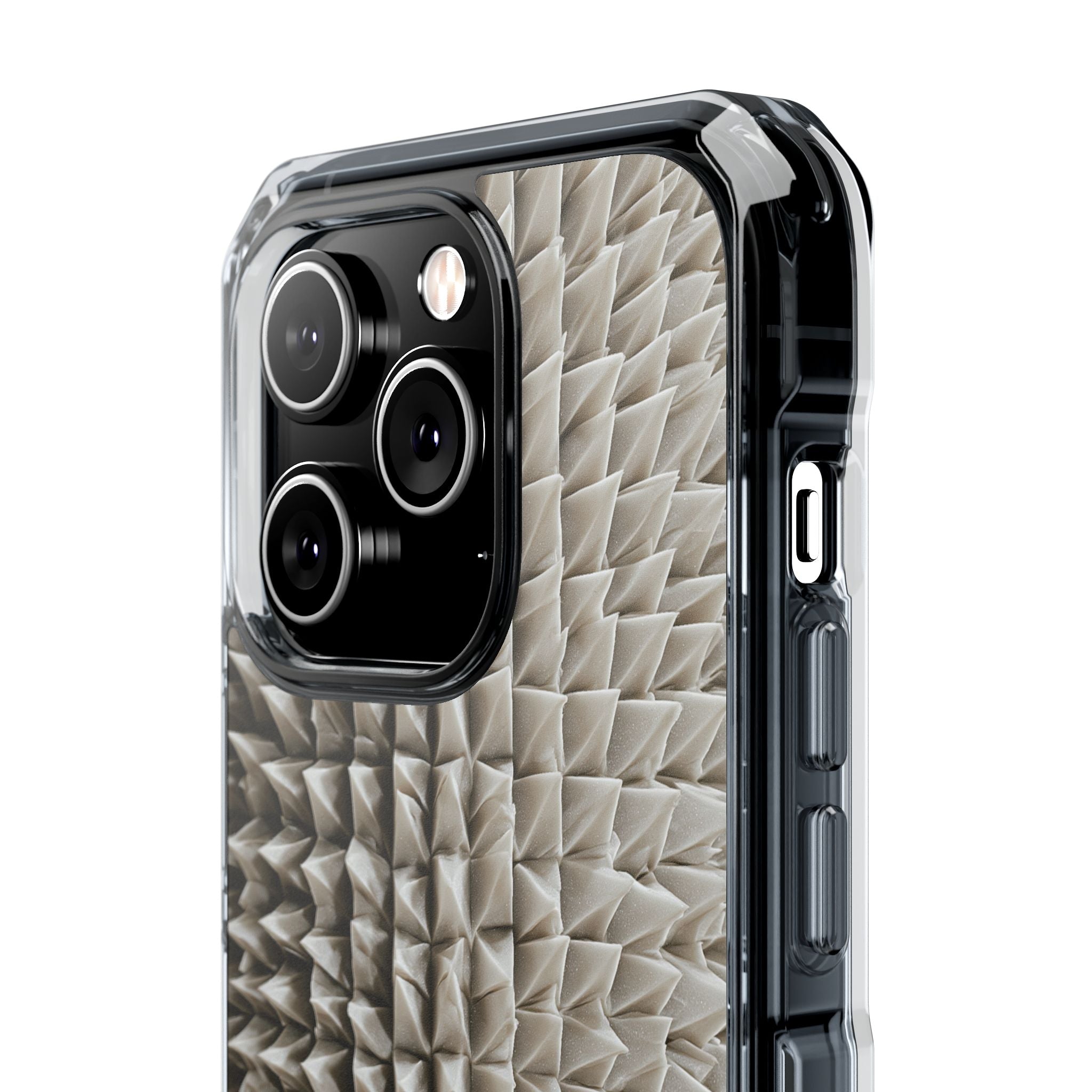 Beige Impact MagSafe Phone Case for iPhone - Bone Spiked Grid